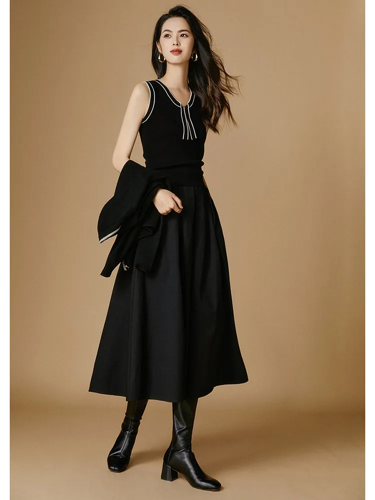 Evening White 2024 Autumn New Fashion Simple Inner wear Versatile Skin-friendly Commuting Elastic Knitting Vest Women