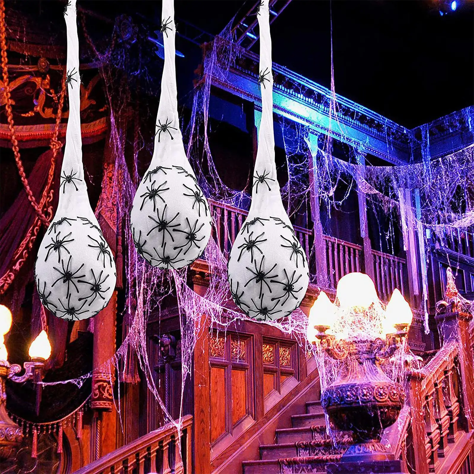 

3pcs LED Spider String Fairy Lights Outdoor Glowing Lamp Halloween Living Room Indoor Yard Trees Hanging Decor Dark Horror