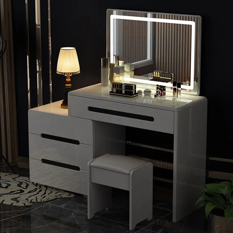 

New Makeup Vanity Cabinet with Mirror Dressing Table Light Luxury Modern Bedroom Makeup Table Single Dressing Table Vanity Table