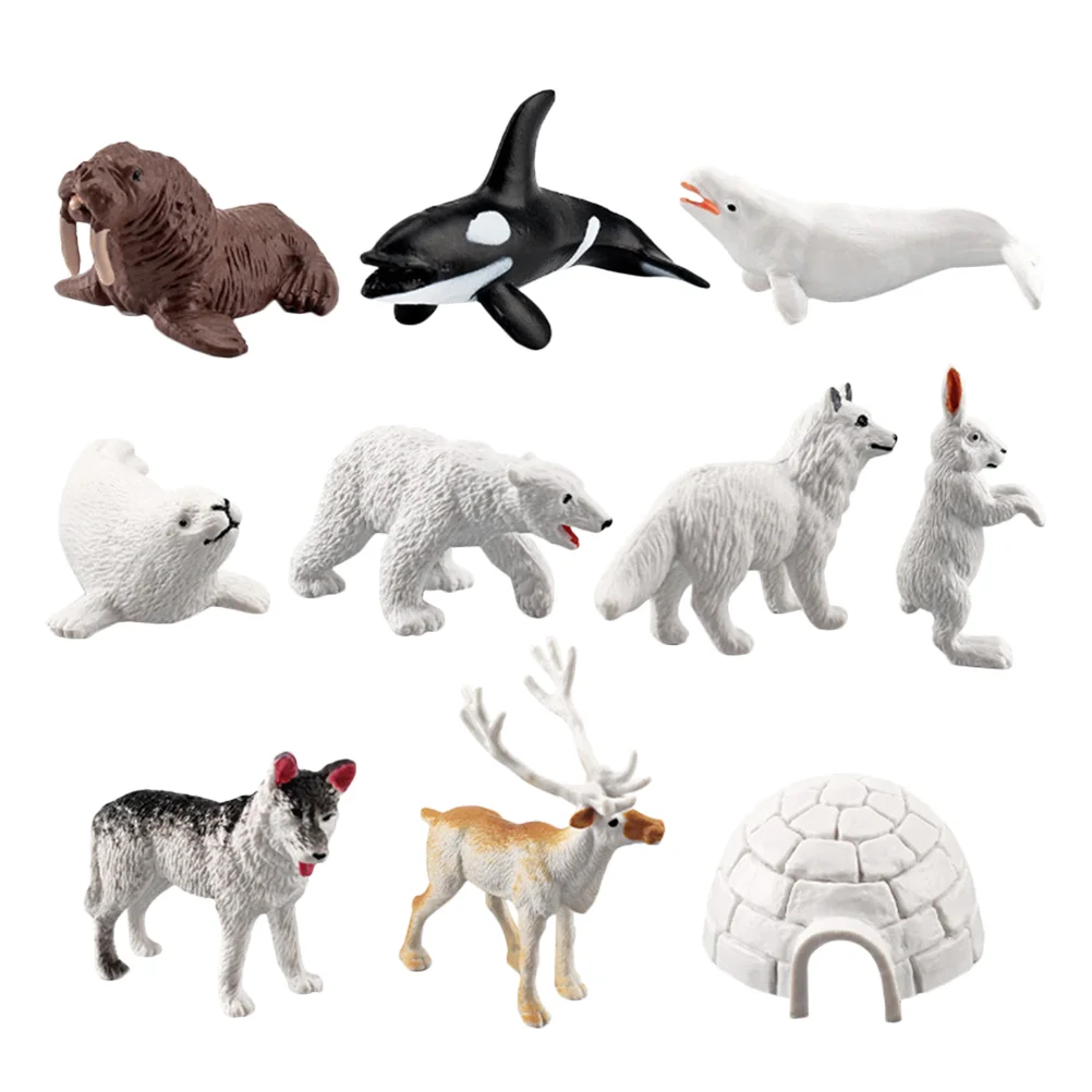 

10pcs North Pole Animal Toys Simulation Animal Toy Figures Polar Animal Toy Simulation North Pole Animals Model for Kid Gift
