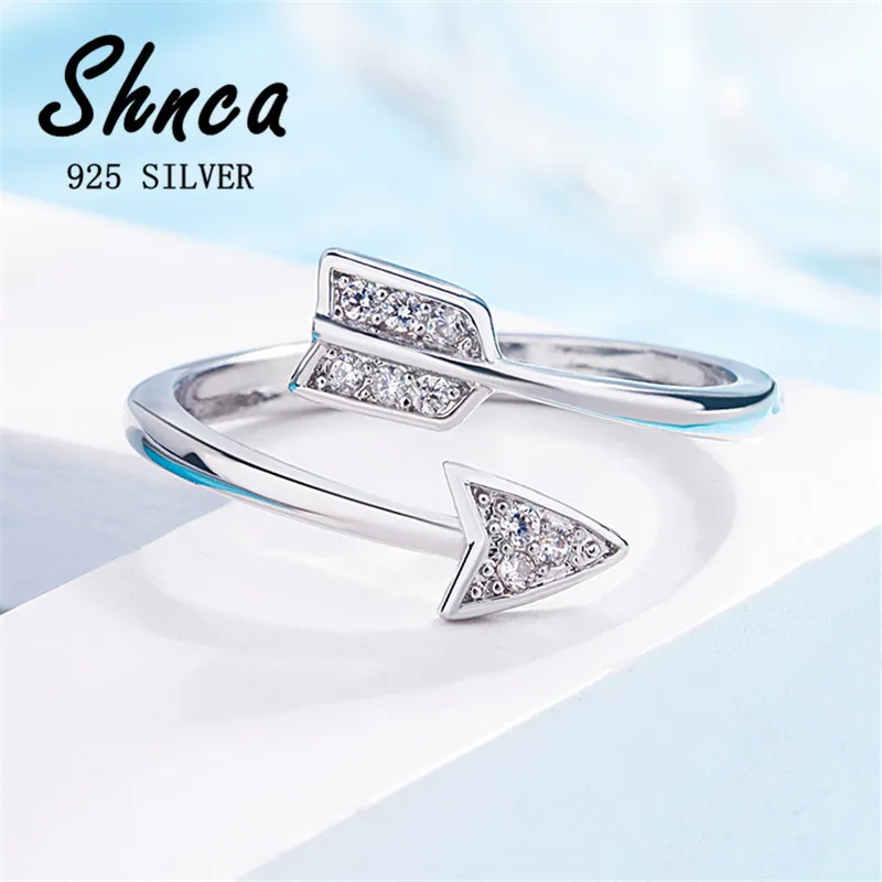 Original New Handmade 925 Sterling Silver Arrow Zircon Open Rings For Women Girl Silver 925 Jewelry JY085