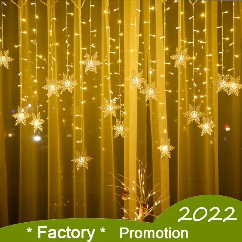 Рождественская светодиодная гирлянда в виде снежинок