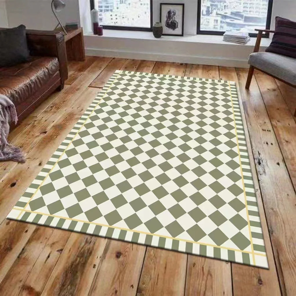 

Entry Mat Simple Brown Plaid Door Mat Entry Door Geometric Carpet Entry Crystal Velvet Printing Lounge Carpet Decoration Home