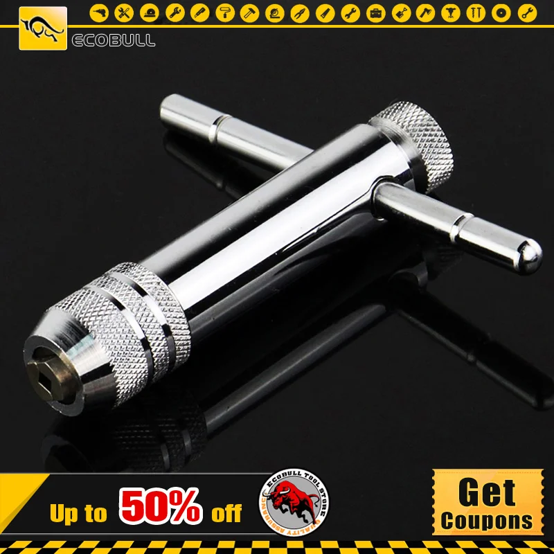 

M5~M12 Ratchet T Tap Wrench Holder Metric Imperial Thread Bolt Screw Tap Drill Bit