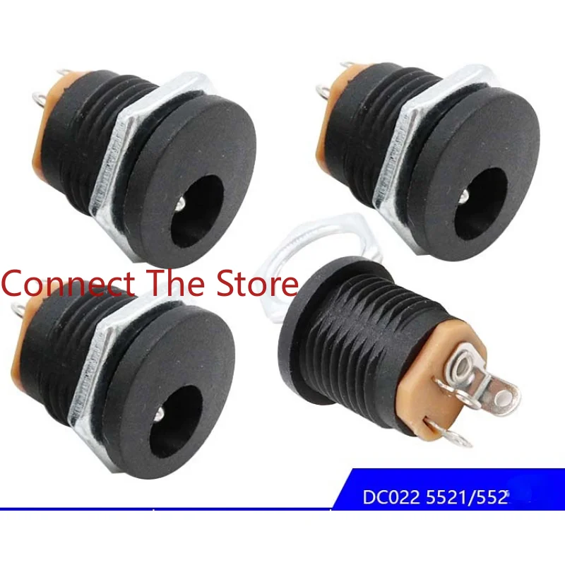 

10PCS DC-022 Power Socket DC022 Copper Pin DC5521 Female Base DC With Nut