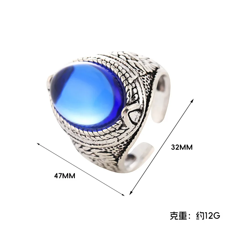 

Oval Blue Treasure Open Ring for Men