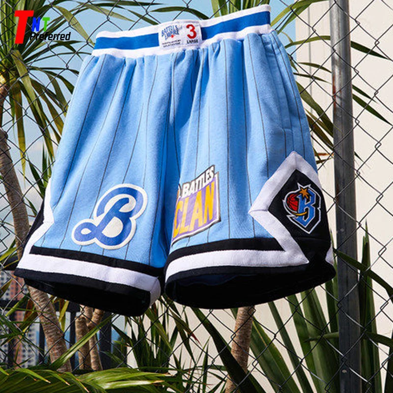 

Summer Men's Striped Terry Embroidery Outdoor Sports Shorts Three-dimensional Printing Casual Shorts Basketball Five-point Pants