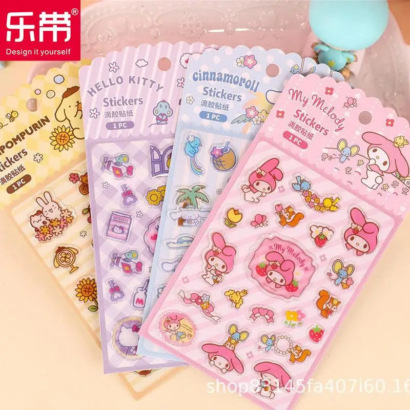 

Sanrio Family Hellokitty My Melody Kuromi помпон пурин мультфильм аниме декоративные клейкие наклейки ручная роспись Diy материал детские игрушки