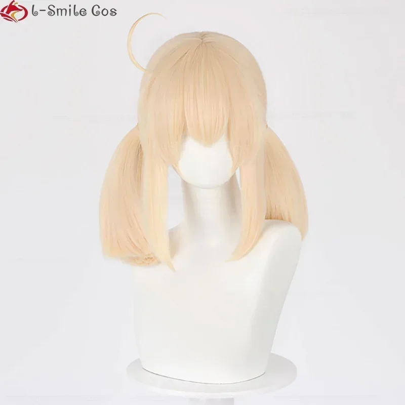 Игра Genshin Impact Wig Klee Косплей Парик Льняной Золотой Двойной Хвост Парики