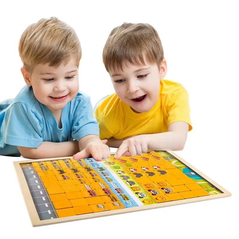 

Montessori Board For Toddlers Wooden Toddler Marching Board Games Toys Cartoon Travel Games STEM Interactive Educational Toys