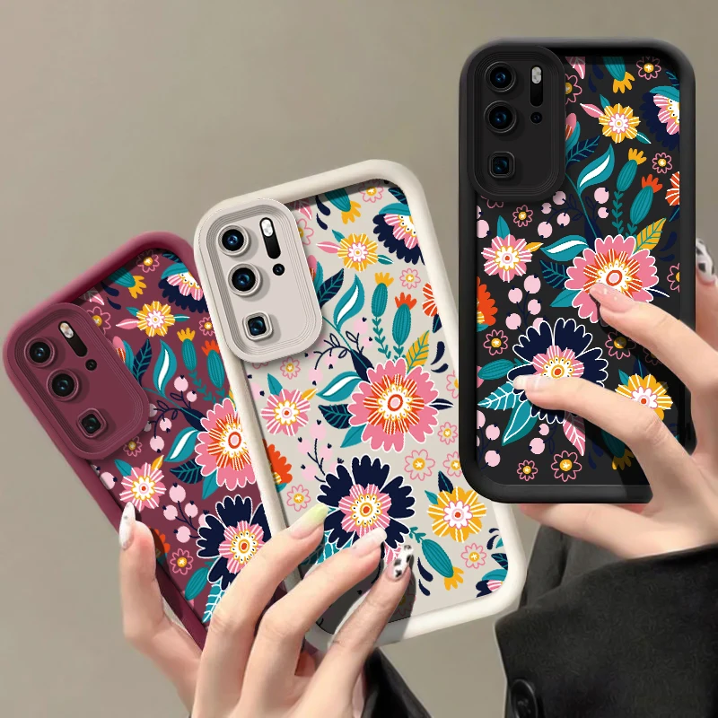 Фото Противоударный чехол для телефона Huawei P50 Pro P40 Lite 5G P Smart Pro Y9 Prime 2019 Y7A Y9S P30 P20, силиконовый чехол с цветочным принтом №2