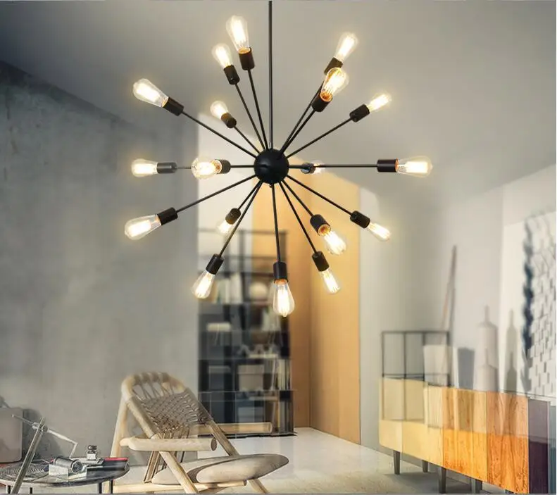 

Multi-Head Simple Chandelier Iron Droplight Retro Industrial Style Creative Satellite Chandelier