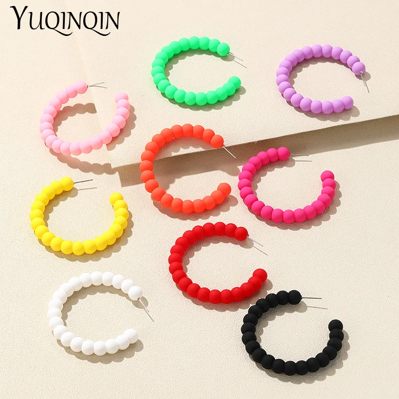 

New Fashion Big Geometric Round Hoop Earrings for Woman Polymer Clay Korean Large Ear ring for Girls Summer Travel Party Jewelry