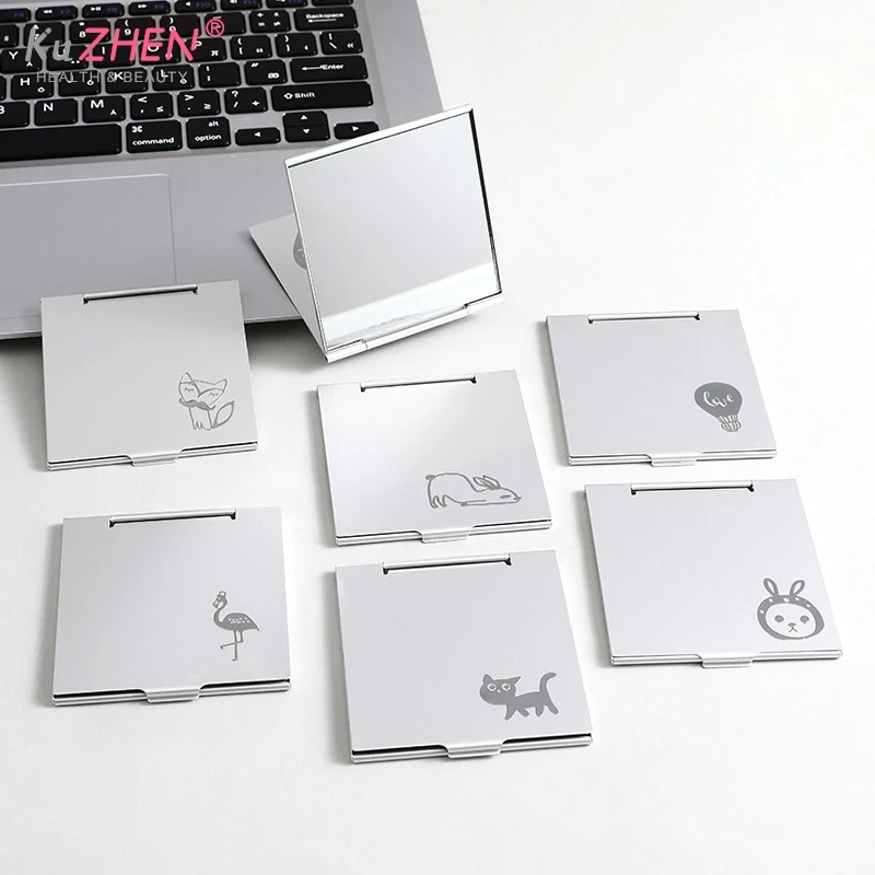 1 шт. квадратное складное алюминиевое мини компактное карманное зеркало для