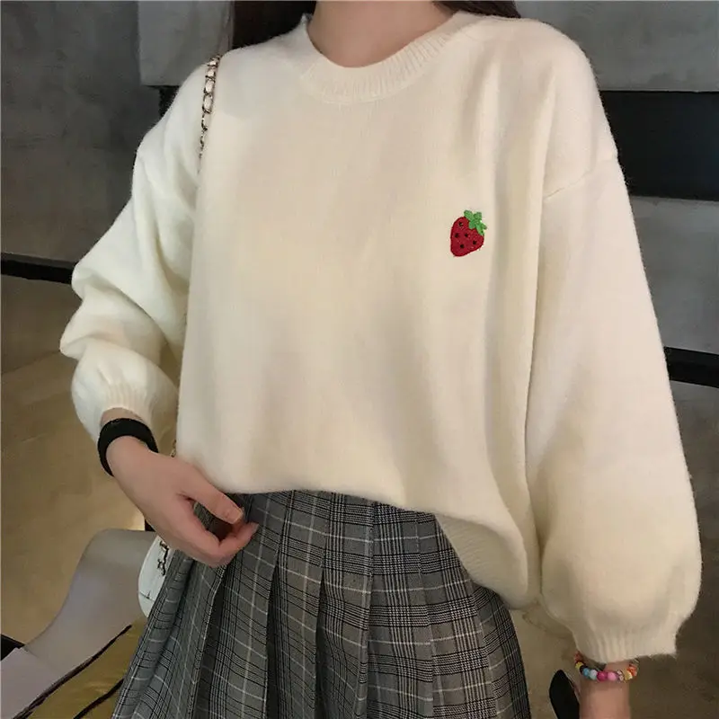 

2021 свитер с вышивкой ярких цветов, женская новая одежда, свободный зимний осенний пуловер, женская уличная одежда