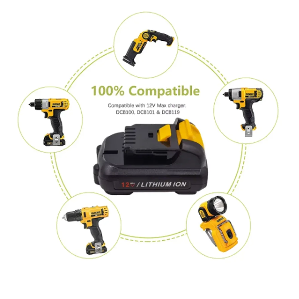 10 8 В/12 В 3 0 Ач/4 Ач для DEWALT DCB120 DCB127 DCB121 DCB100 DCB101 DCB119 18650 литий-ионный аккумулятор