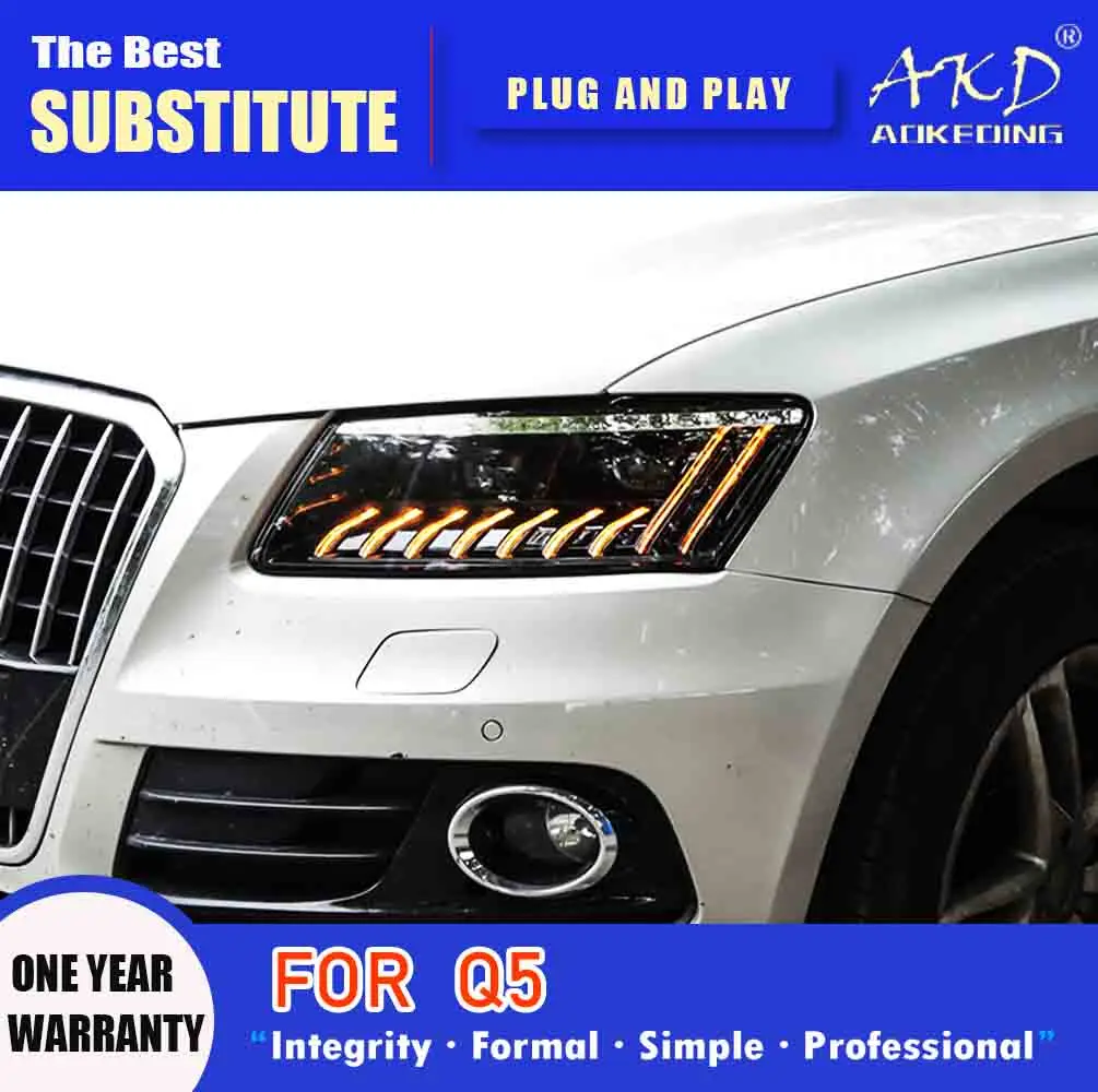 

AKD Head Lamp for Audi Q5 LED Headlight 2009-2018 Headlights Q5 DRL Turn Signal High Beam Angel Eye Projector Lens