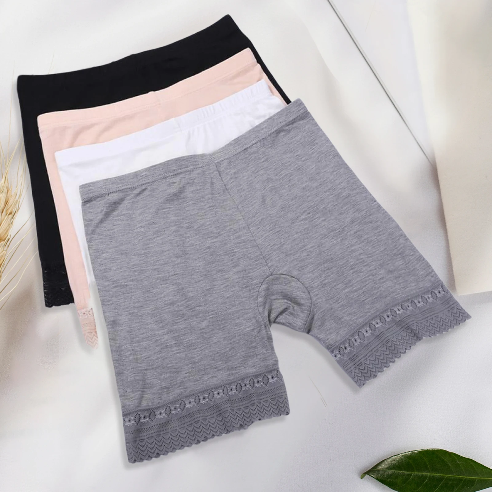 

Women Seamless Boxer Hipster Soft Lace Anti Light Safety Shorts Solid High Waist Thin Summer Under Skirt Shorts Short Leggings