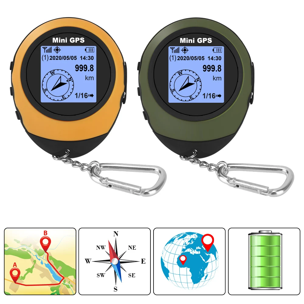 Мини GPS-навигатор спутниковый GPS-позиционер ручной с компасом и пряжкой для
