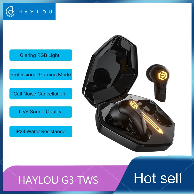 

HAYLOU G3 TWS Gaming Earphone Professional Gaming Mode Headset Glaring RGB Light HiFi Bass Earbuds