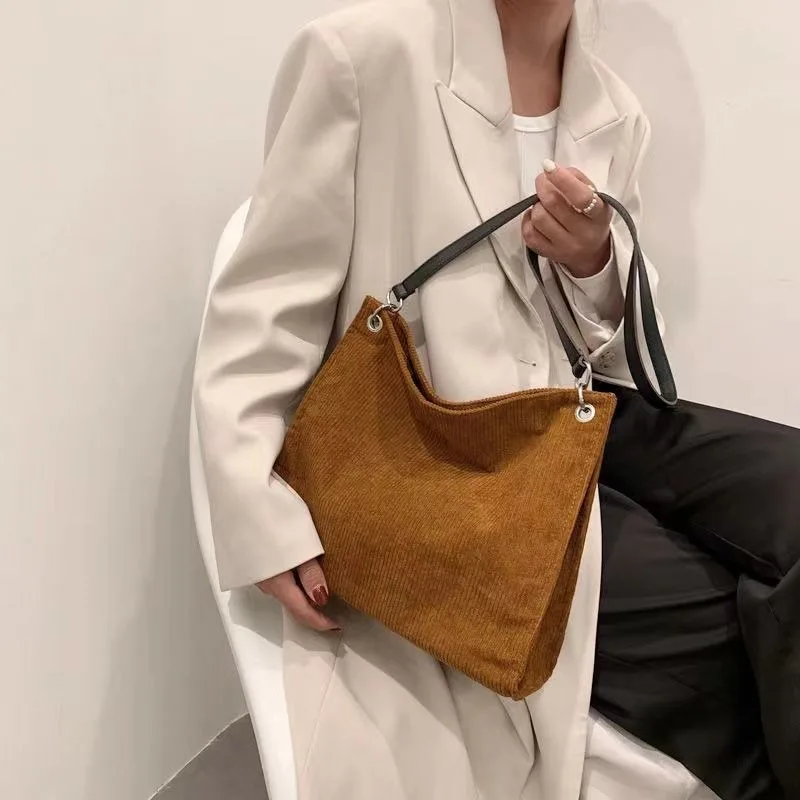 Вельветовая сумка на плечо женская простая портативная студенческая Bolsos