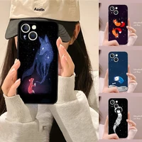 space turtles foxes phone case for iphone 12 13 11 pro max xr x xs mini pro max for 6 6s 7 8 plus shockproof design shell