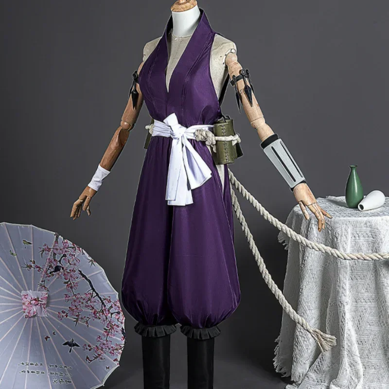 Аниме Джигокуку Юк Leit ס Косплей Kostum Kunoichi Hello's Seven Fox Sumire Фиолетовая униформа для