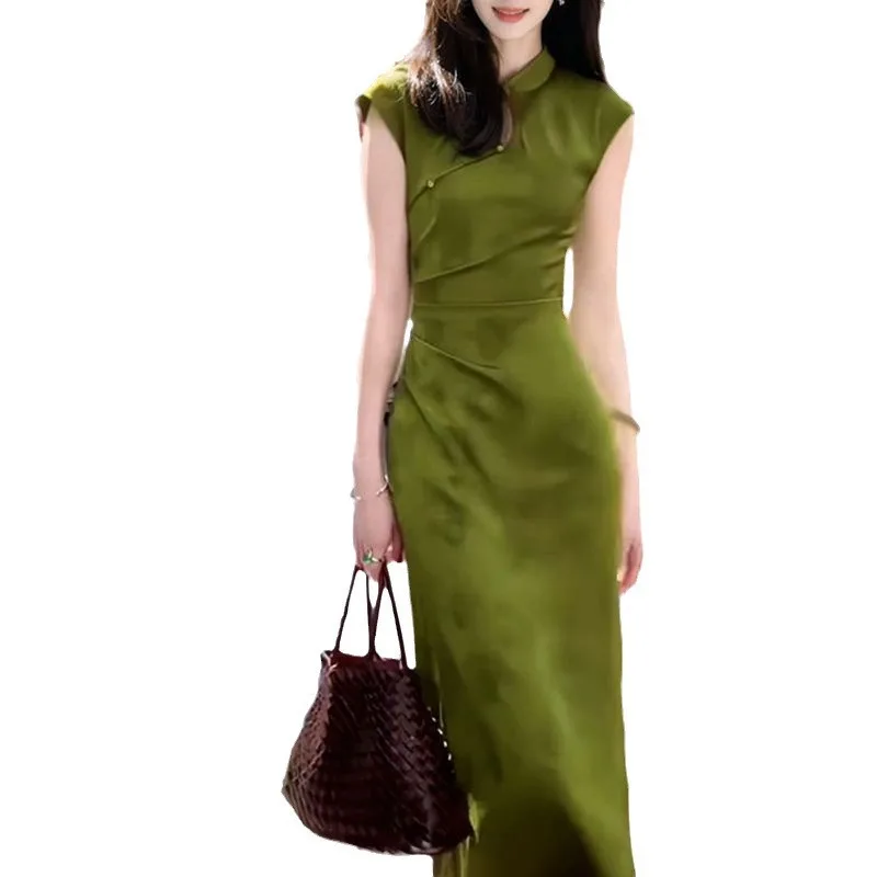 Женское винтажное платье-Ципао без рукавов