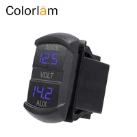 Colorlam 10-60V Dual Voltmeter Volt Gauge Blue LED Digital Panel Battery Monitor Switch-style Double Voltmeter For 12V-24V Car