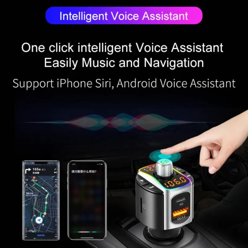 

Car Audio Receiver Qc3.0 Fast Charge Universal Multifunctional Dual Screen Display Car Accessories Car Charger Car Modulator