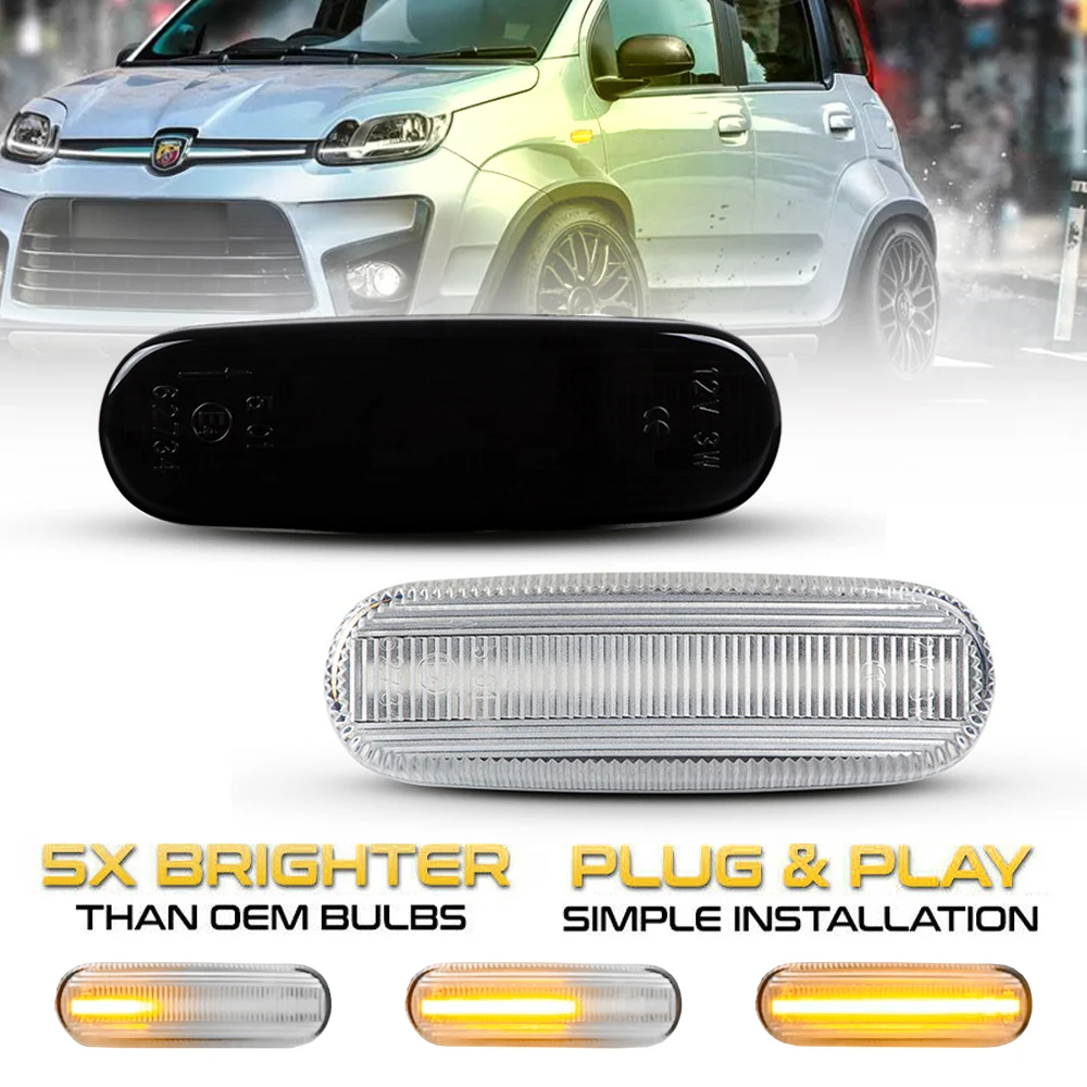 

2Pcs Dynamic Car LED Side Marker Light Turn Signal Lamp For Fiat Panda Punto Doblo Evo Stilo Qubo Fiorino Linea Lancia Musa 350