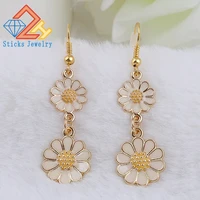 high quality elegant simple charms earring double flower lovely girls gift statement jewelry pendant for women