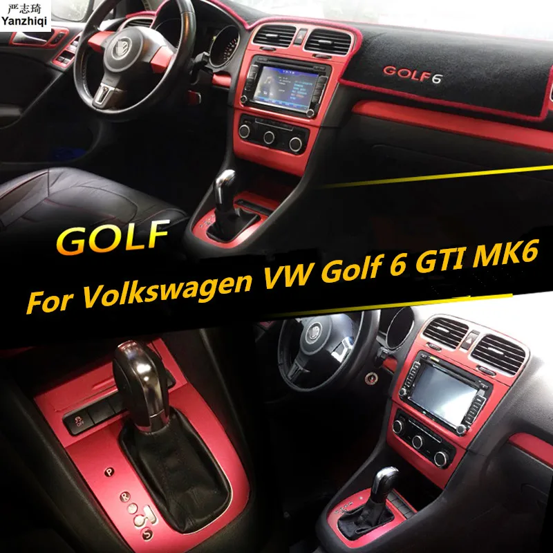 

For Volkswagen VW Golf 6 GTI MK6 Interior Central Control Panel Door Handle Carbon Fiber Stickers Decals Car styling Accessories