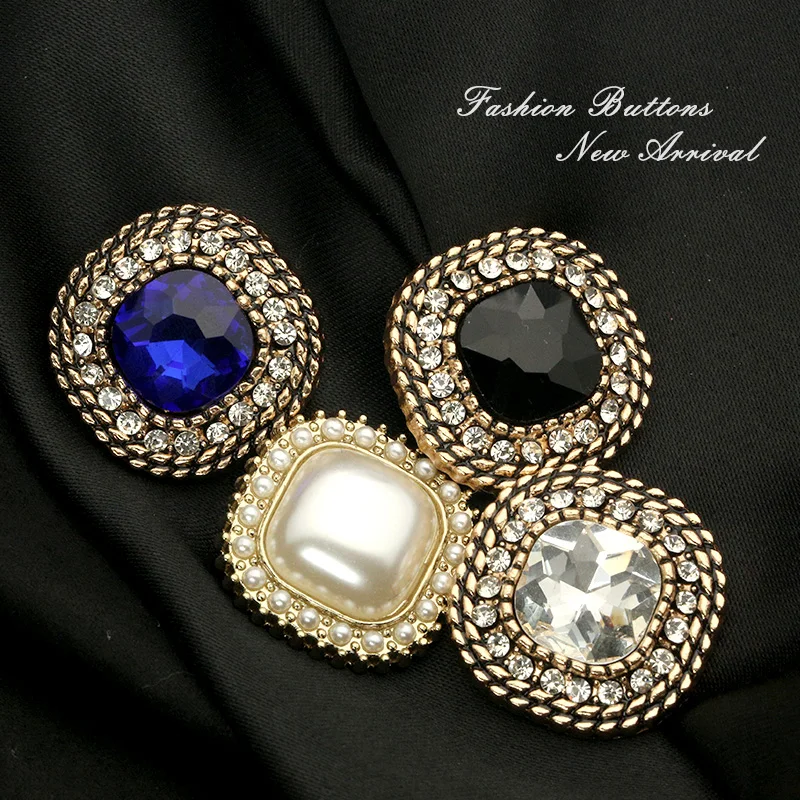 6 шт., зимний брендовый декор, роскошный драгоценный камень, Золотая квадратная пуговица, материал, аксессуар для шитья, рукоделие, одежда, стразы, пальто, драгоценный камень