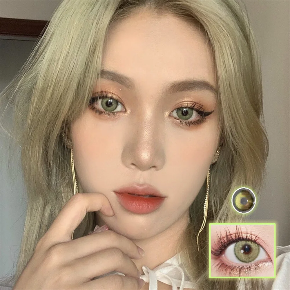 

Empty mountain Green Eye Lens Small Beauty Pupil Myopia Lenses Color Contact Lenses for Eyes Lenses With Diopters Prescription