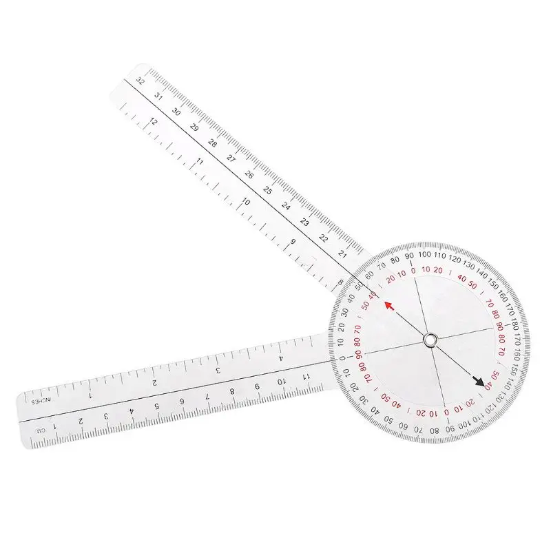 

12 Inch Goniometer Transparent Orthopedic Angle Ruler Plastic Goniometer 360 Degree for Body Measuring Tape Goniometer