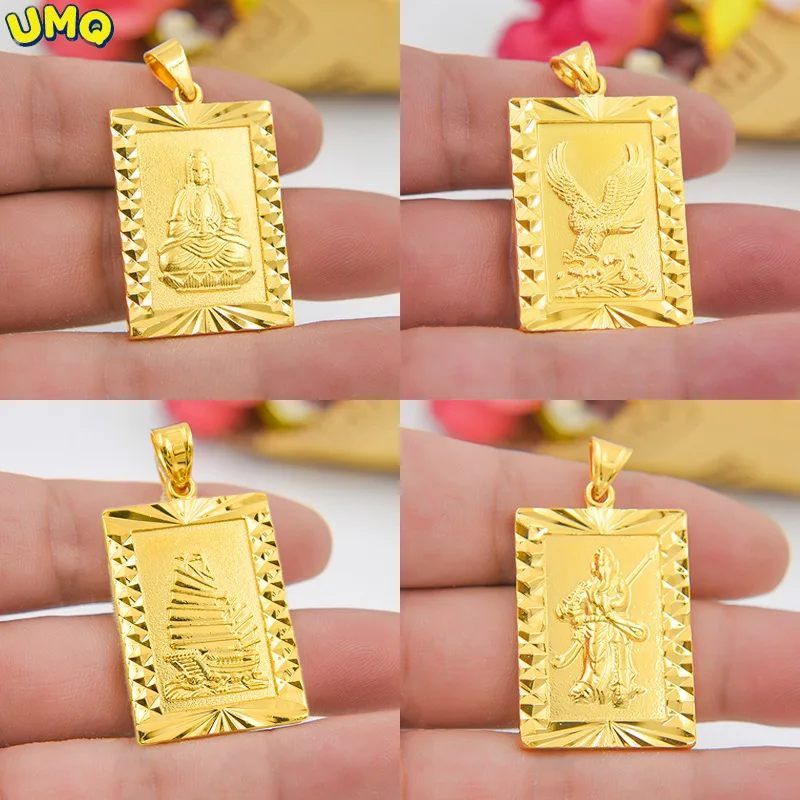 

Guanyin Xiaofang Brand Men's Solid Copy 100% Real Gold 24k 999 Pendant Smooth sailing Necklace Will for a Long Time Jewelry