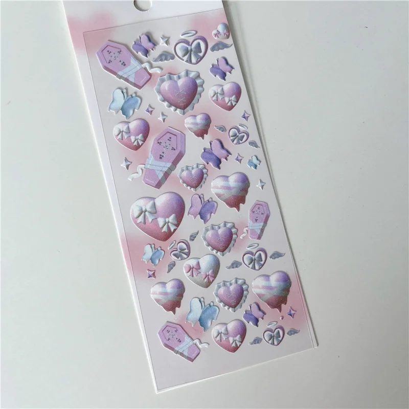 1Pc Ins Frozen Heart Series Laser Decorative Stickers For DIY Diary Dark Style Decorative Material Sticker Journaling Stationery images - 6