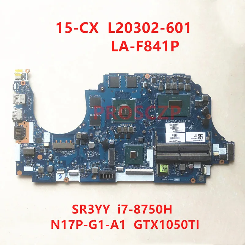 

Mainboard L20302-001 L42388-601 FOR HP 15-CX Laptop Motherboard LA-F841P With SR3YY I7-8750H CPU GTX1050TI 100%Full Working Well