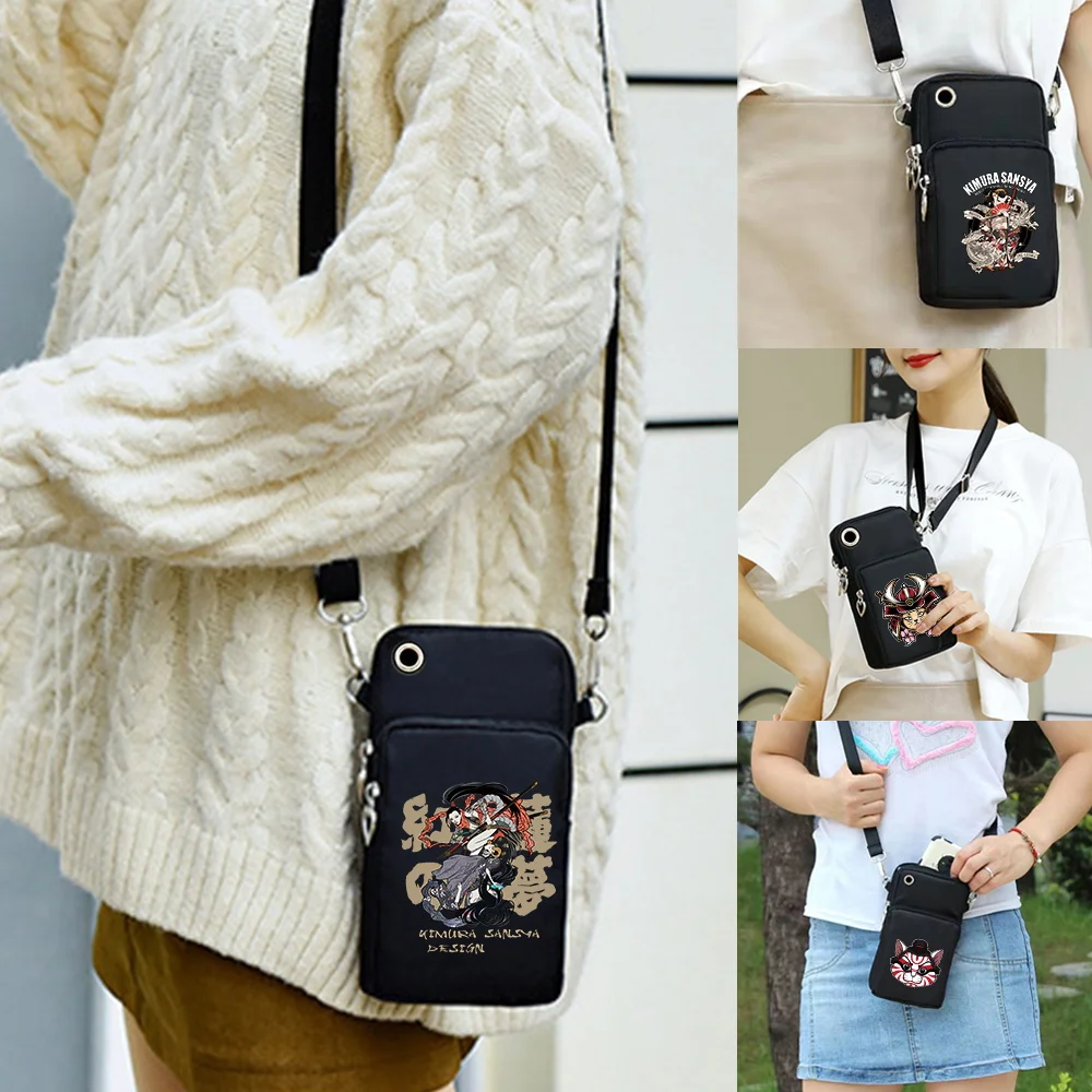 

Mobile Phone Bags for Oppo Find/Xiaomi Mix Universal Cell Protection Cover Case Outdoor Gym Sports Arm Bag Samurai Print Wallet