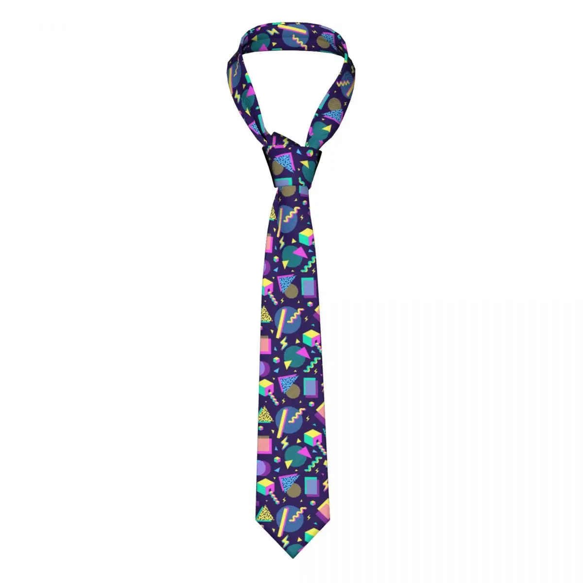 

Dark Blue Vintage Abstract 80 90s Shapes Men Necktie Silk Polyester 8 cm Narrow Neck Ties for Suits Accessories Gravatas Gift