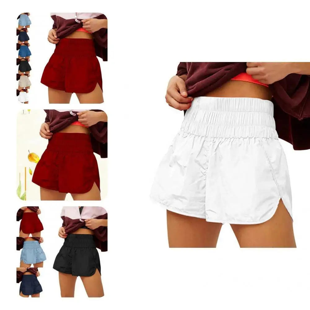 

Stylish Shorts Straight Breathable Streetwear Pure Color Waist Tight Shorts