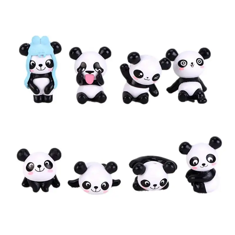 

Mini Panda Doll Toy Decoration Mini Panda Miniature Doll Figurines 8pcs Animal Doll Car Console Decoration For Rearview Mirror