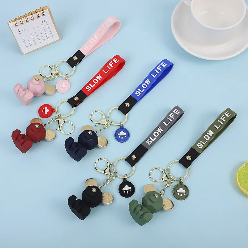 

2022 Cute Creative Cartoon resin cut face Mouse keychain cute trend couple small gift bag pendant keychain