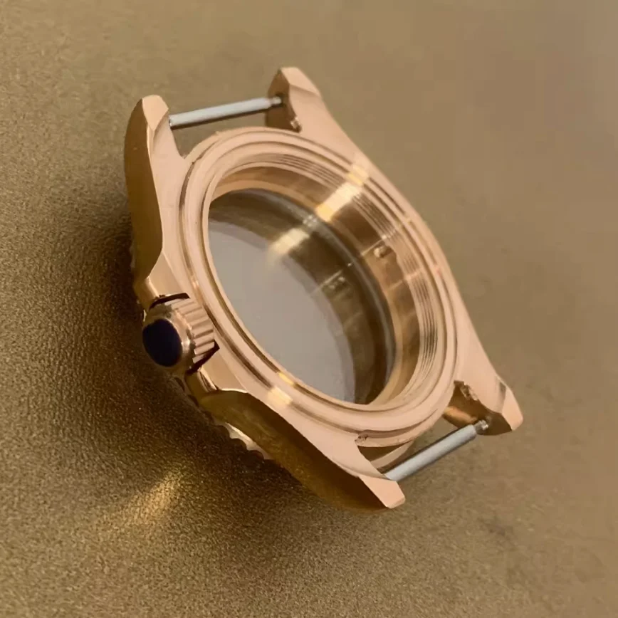 40mm Watch Rose Gold Case Bi-directional Rotating Sapphire Crystal Fits 2813/8215 Automatic Movement Watch Accessories Case