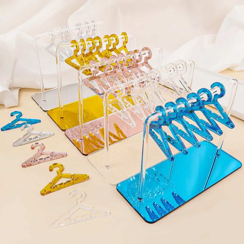 8Pcs Coat Hanger Polymer Clay Soft Pottery Earrings Stand Organizer Hanger Shape Tabletop Jewelry Display Holder for Earring