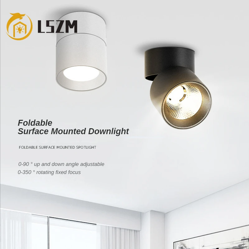 

Round Led Spotlight 90 Degree Fold Surface Mounted LED Ceiling Lamp AC90-260V Led Downlight Corridor Room Home Interior Lighting
