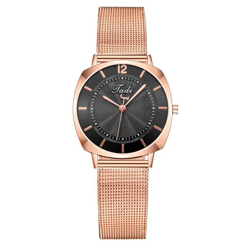 

Fashion Round Quartz Retro Digital Dial Casual Wrist Watch Stainless Net Strap Fashionable Clock Waterproof Wristwatch for Women