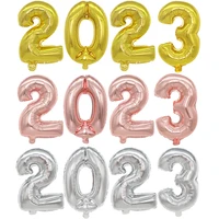 rose gold silver 2023 foil balloons number helium ballons happy new year 2023 globos merry christmas party decorations for home