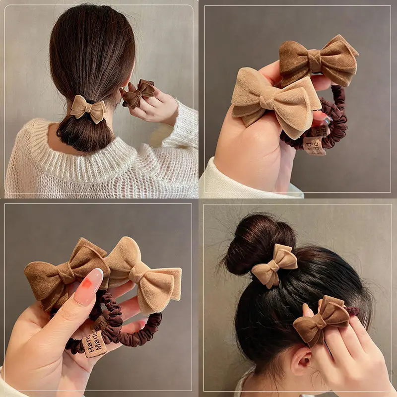 

Bow Hair Rope South Korea style leather ribbon women wear a ponytail hair rope hair ring lady hair band